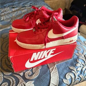 Nike Red and White Sneakers Air Force 1